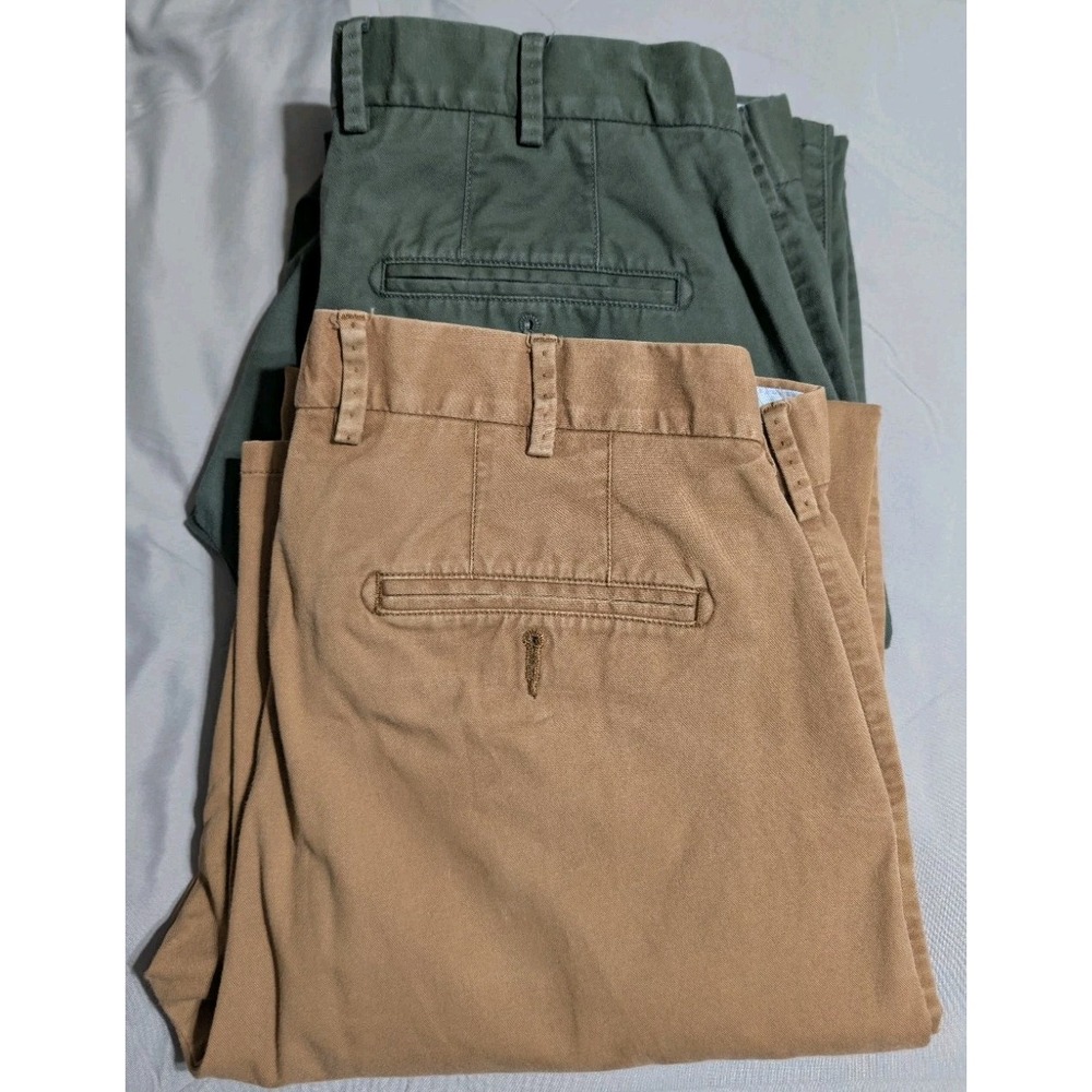 Peter Millar Mens Chino Pants Lot of 2 Size 34 Pima Cotton Khaki Green Straight